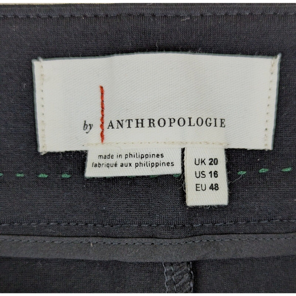 By Anthropologie sz 16 Ponte Knit Pants black slits at front of legs 0268 - Picture 3 of 5